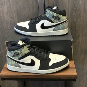 COPY - Jordan 1 Mid  light Bone Black Camo Men's …